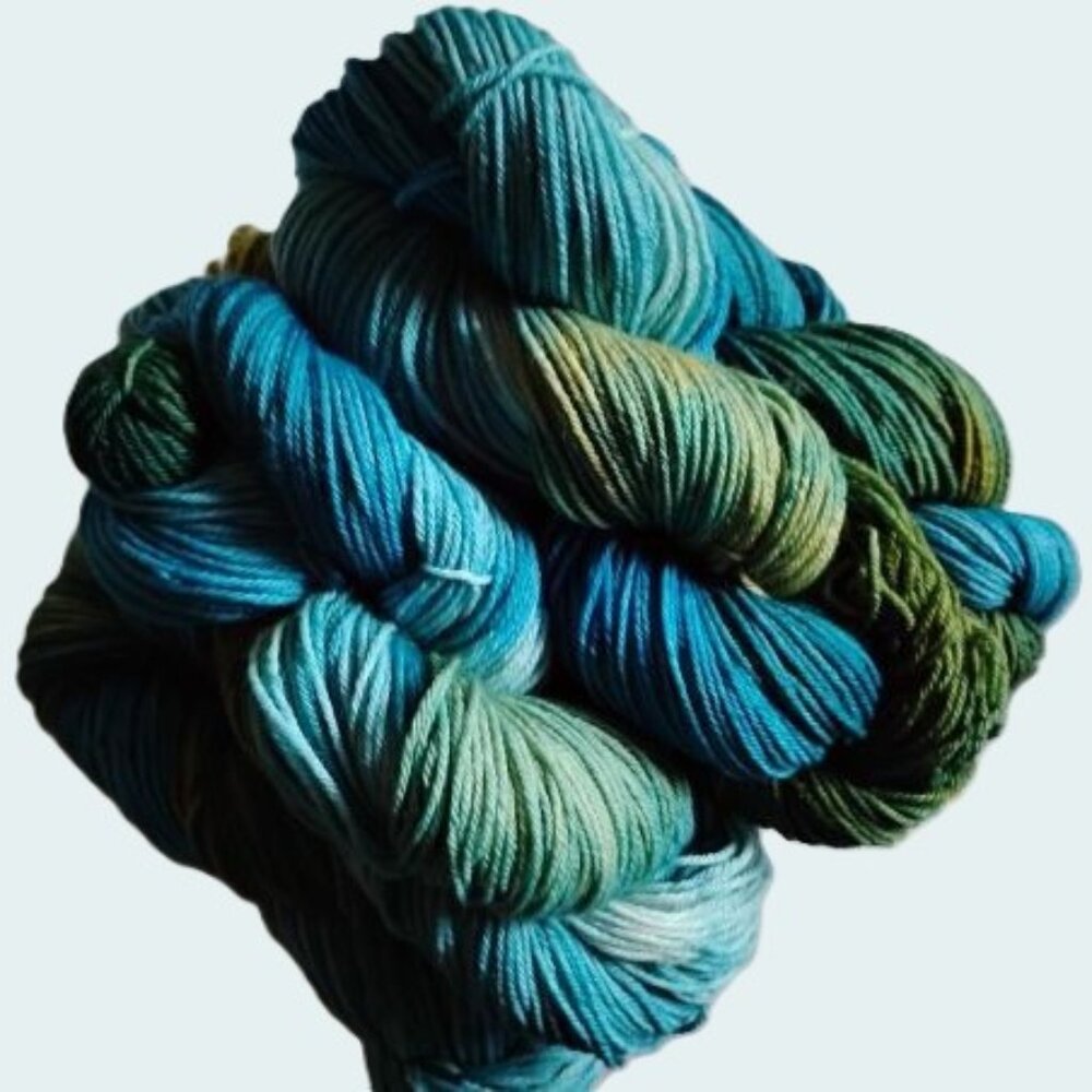 Grab Bag ~ shades of teal aqua green sport weight merino wool yarn ~ 5 x 3.5oz